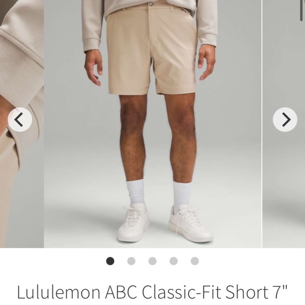 Lululemon Men’s ABC Classic Fit 7” Khaki Shorts